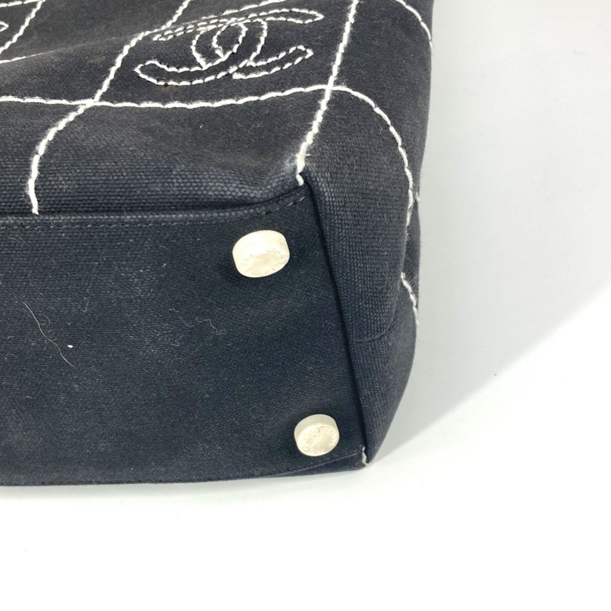 Chanel Black White Canvas Shoulder Bag Tote Bag