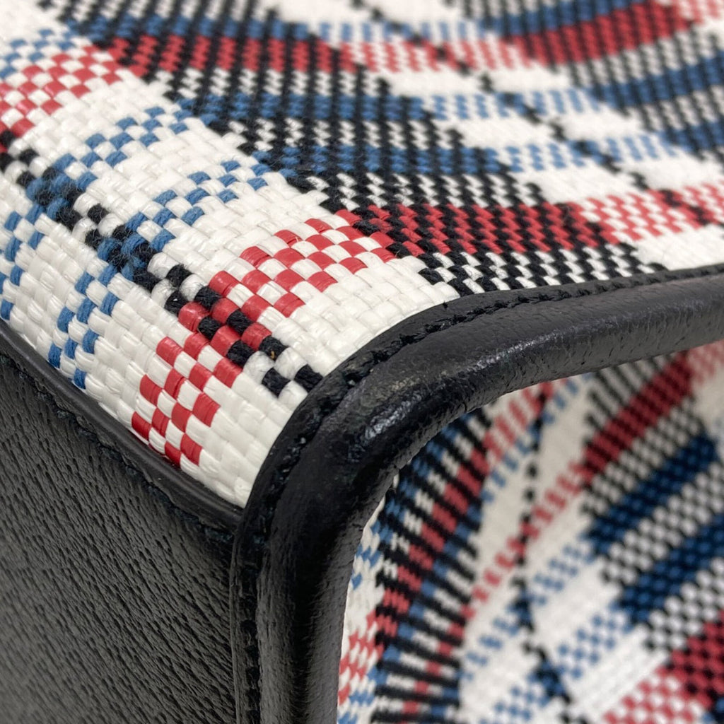 Gucci Black Blue Red Color White Canvas Handbag (Pre-Owned)