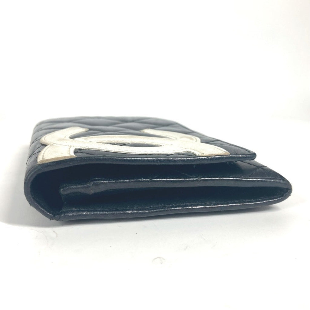 Chanel Black White Leather Bill Wallet (Bi-Fold)