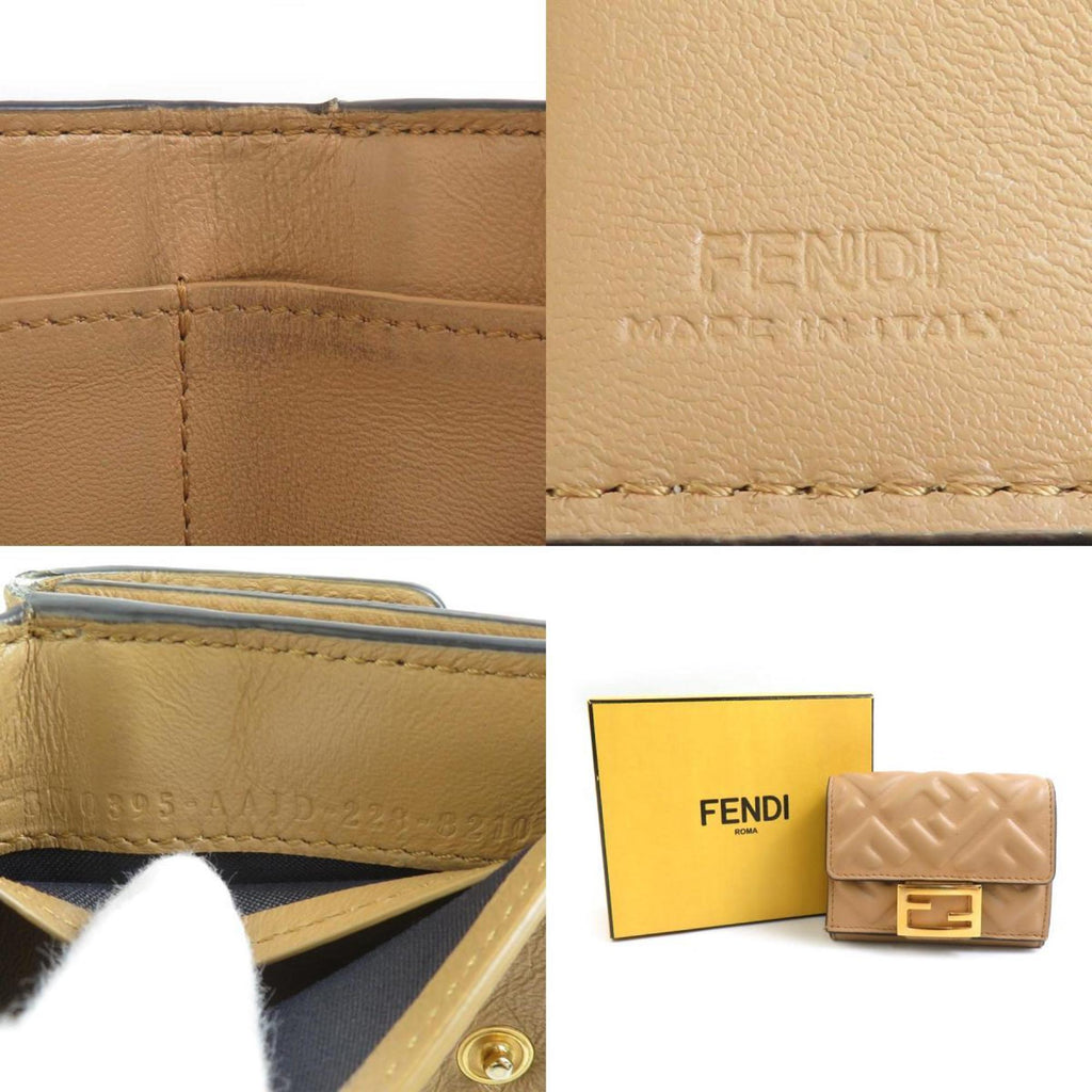 Fendi Beige Leather Wallet (Tri-Fold)