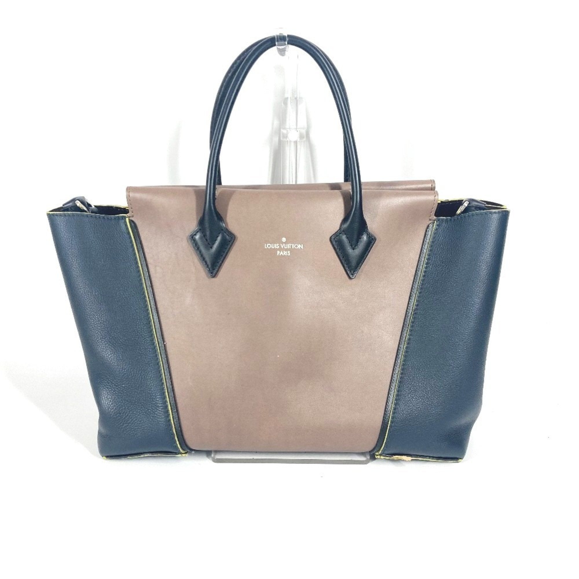 Louis Vuitton Black Brown Leather Handbag Tote Bag