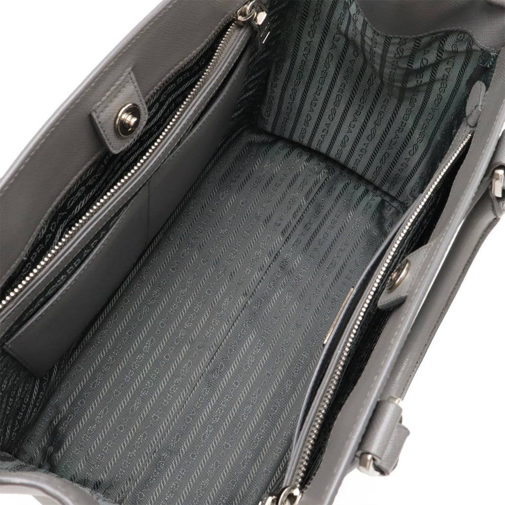 Prada Black Gray Leather Handbag Shoulder Bag