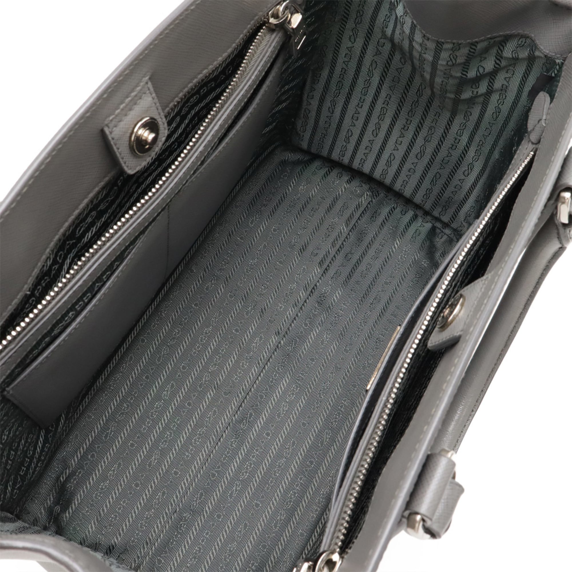 Prada Black Gray Leather Handbag Shoulder Bag