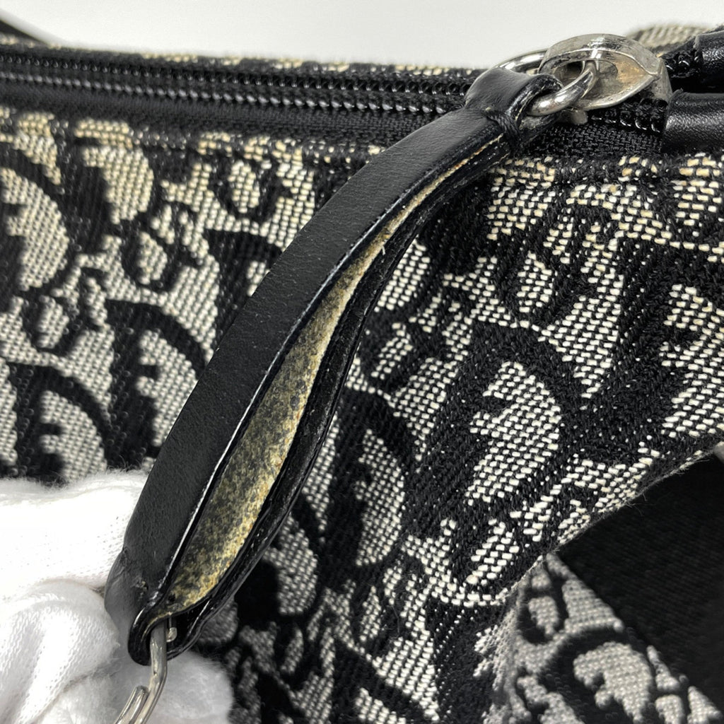 Christian Dior Black Leather Canvas Shoulder Bag (Pre-Owned)