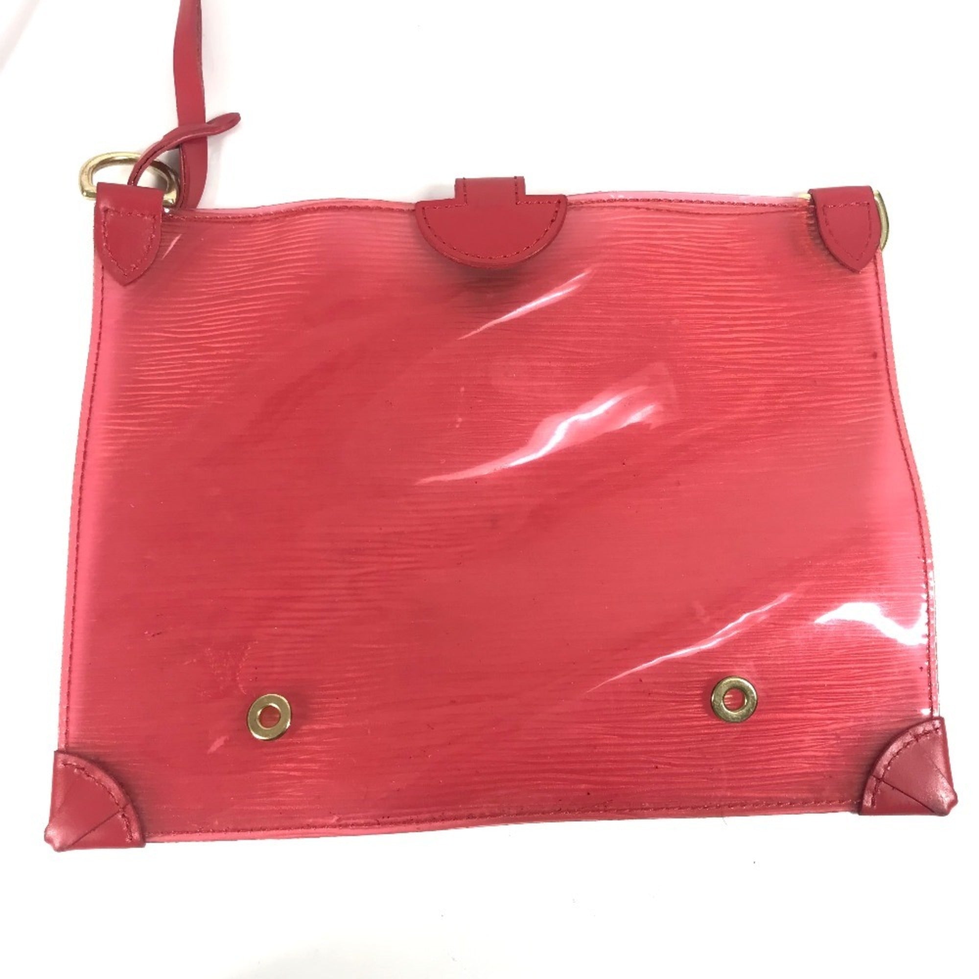 Louis Vuitton Red Color Vinyl Leather Handbag Tote Bag