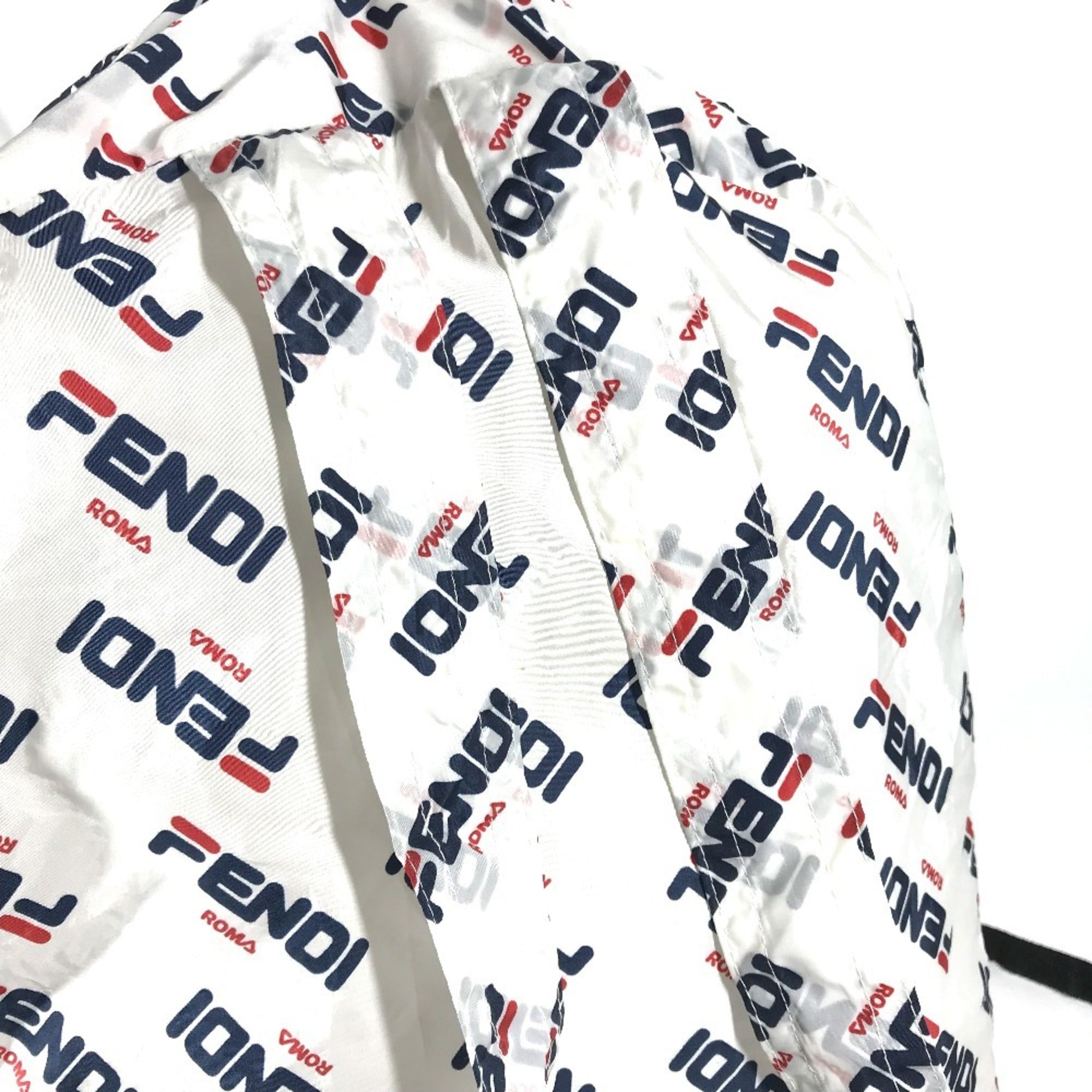 Fendi Navy Red Color White Nylon Backpack