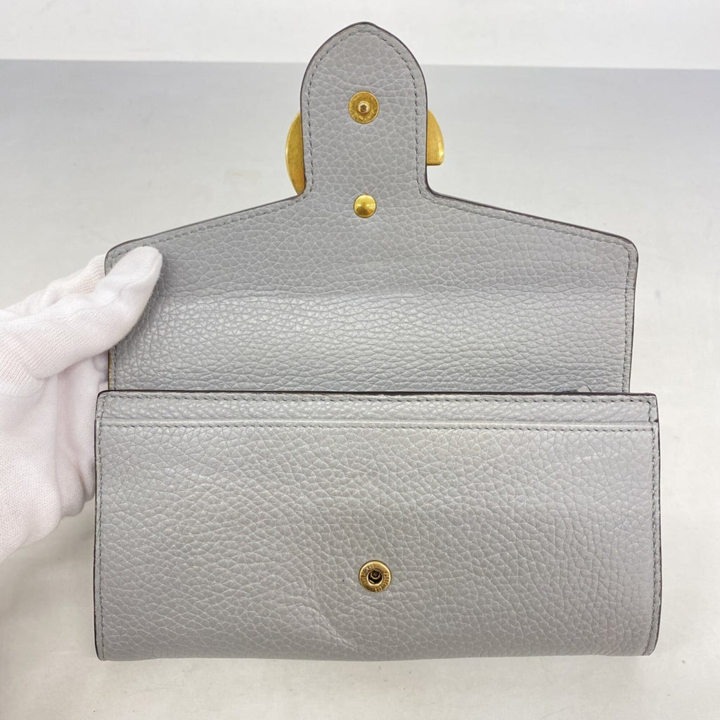 Gucci Gray Leather Long Wallet (Bi-Fold) (Pre-Owned)