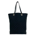 Gucci Black Gg Canvas Leather Handbag Tote Bag (Pre-Owned)