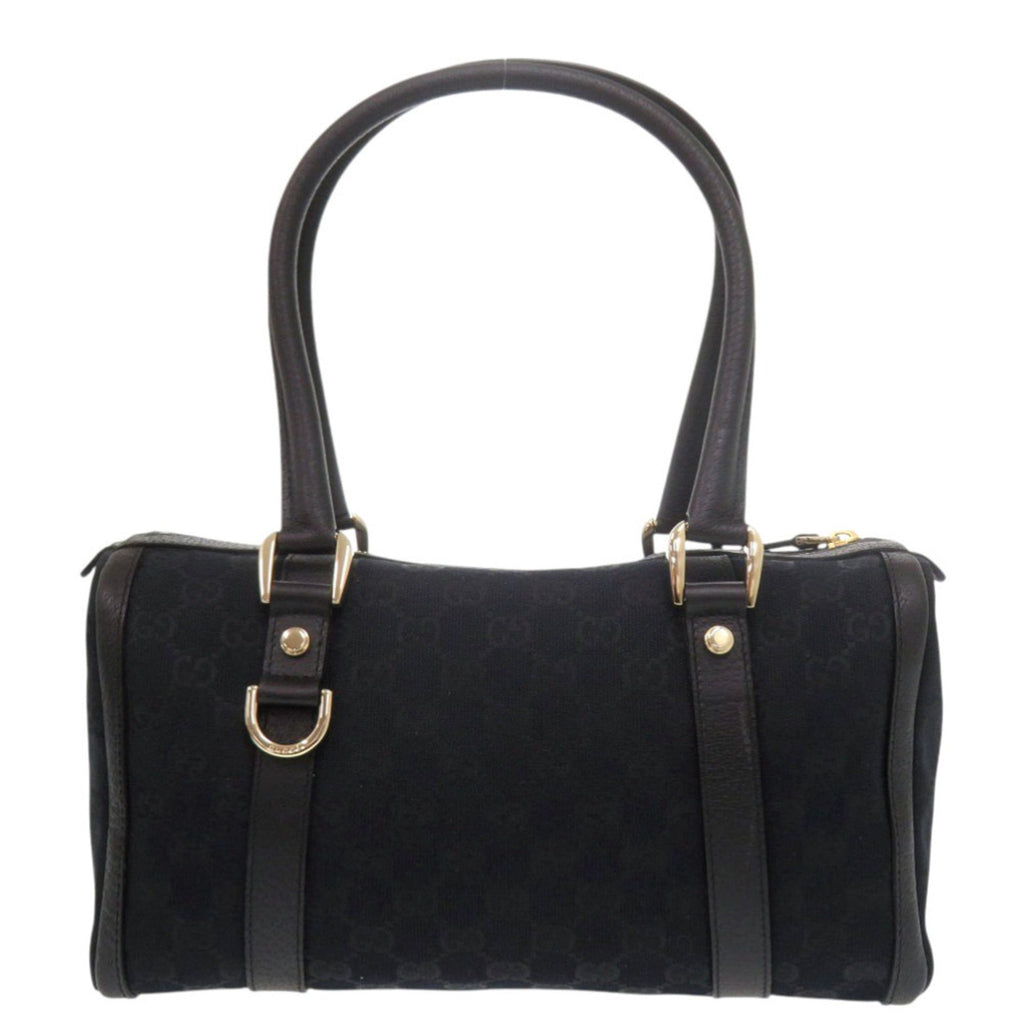 Gucci Black Gg Canvas Leather Handbag (Pre-Owned)