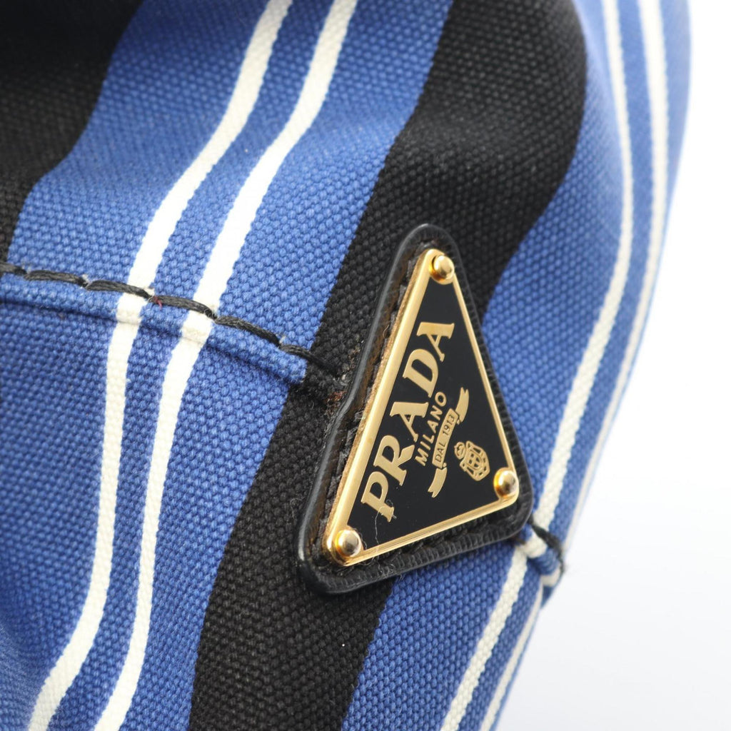 Prada Black Blue White Canvas Tote Bag