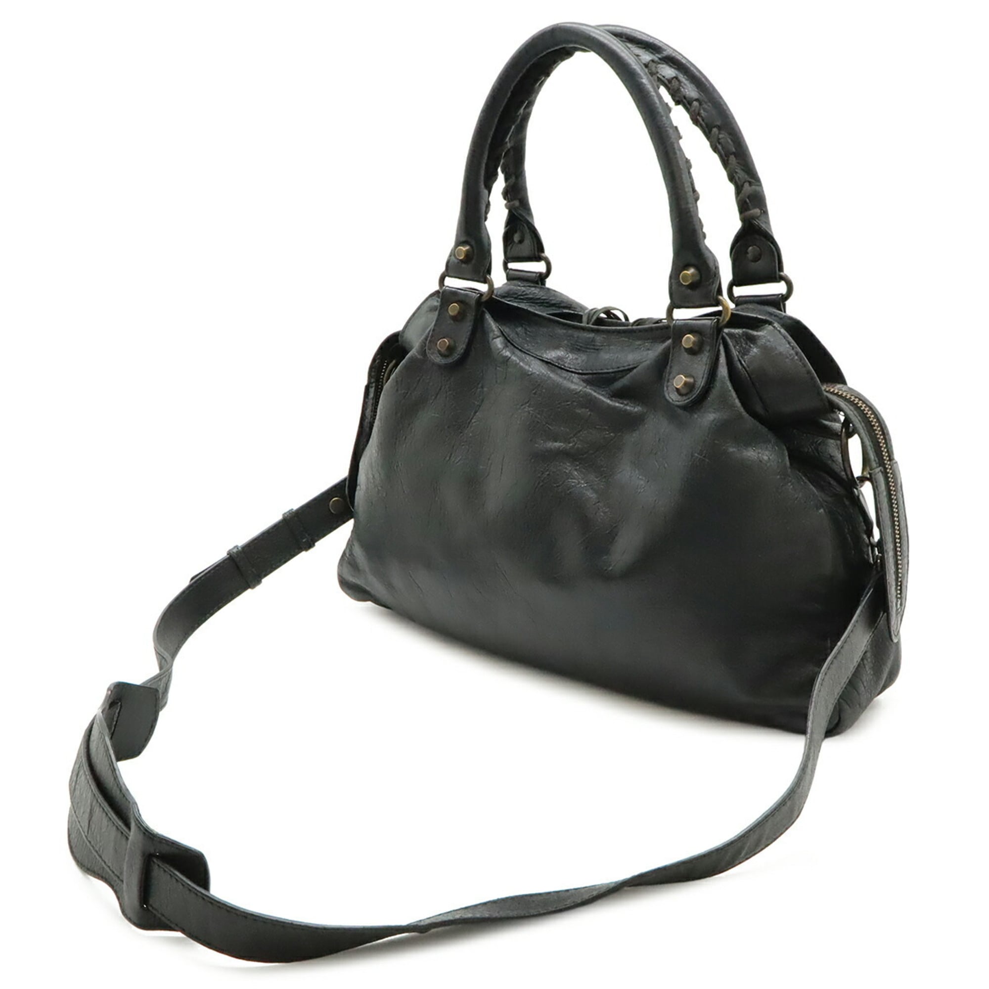 Balenciaga Black Leather Handbag Shoulder Bag Tote