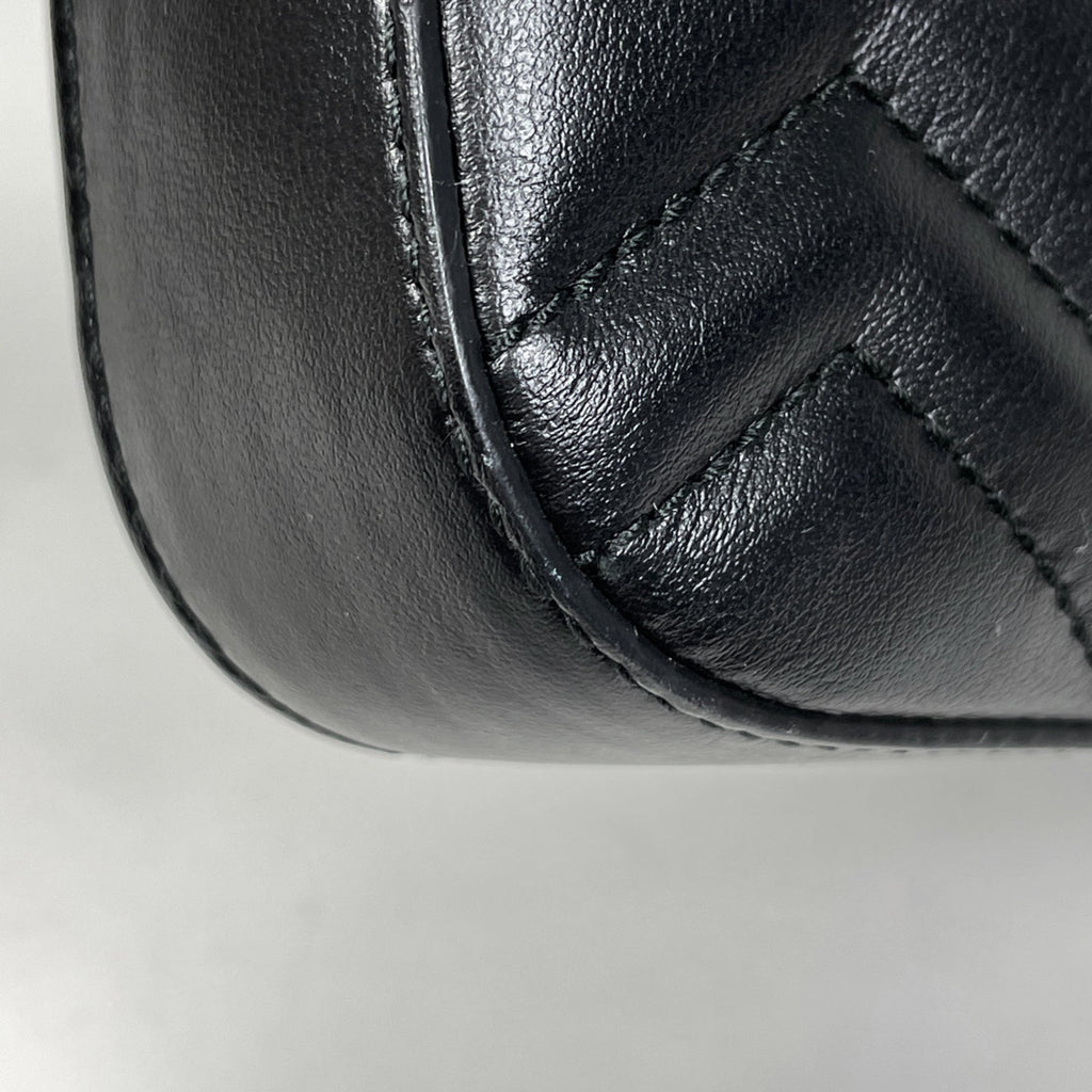 Gucci Gg Marmont Black Leather Shoulder Bag (Pre-Owned)