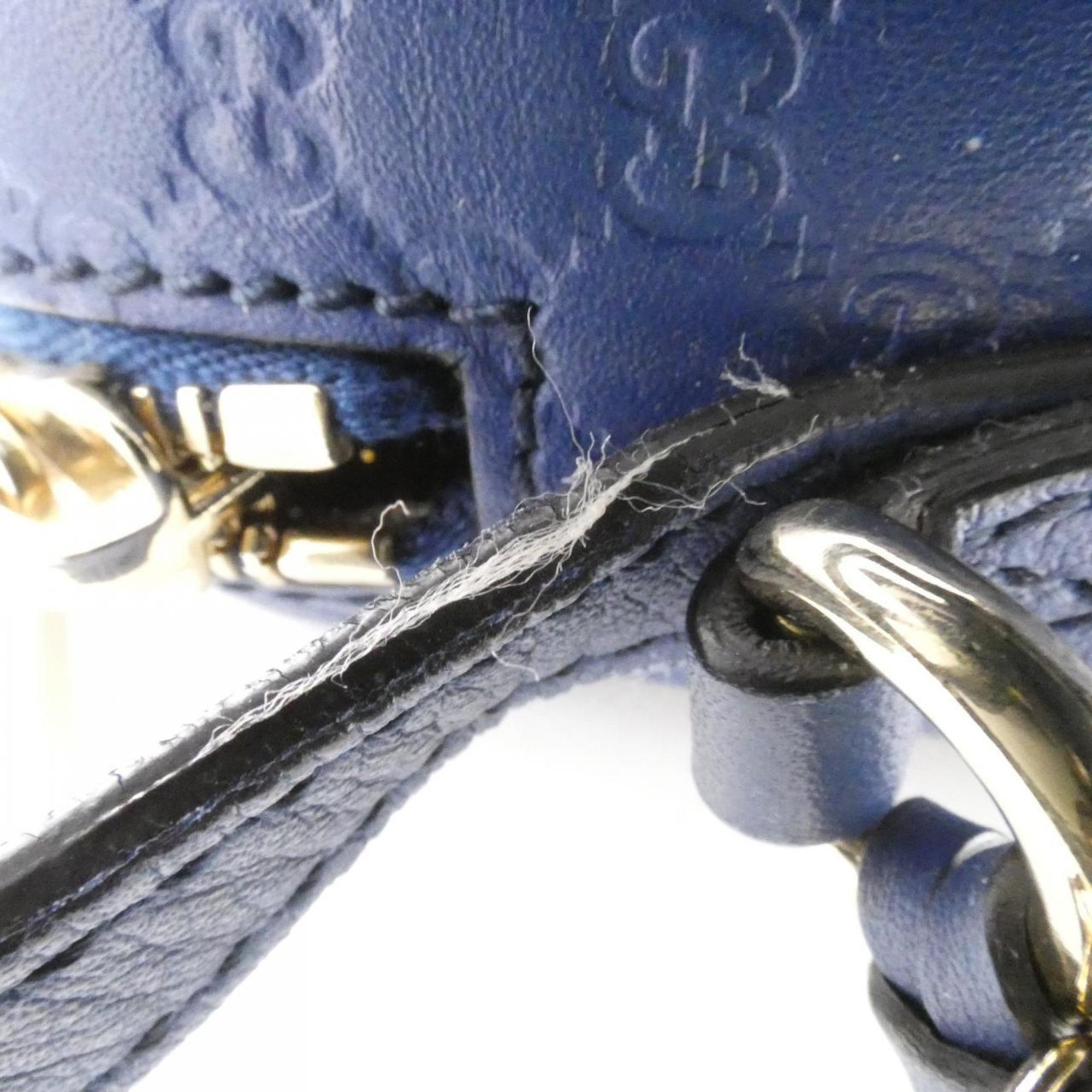 Gucci Dark Blue Micro Gg Leather Shoulder Bag (Pre-Owned)