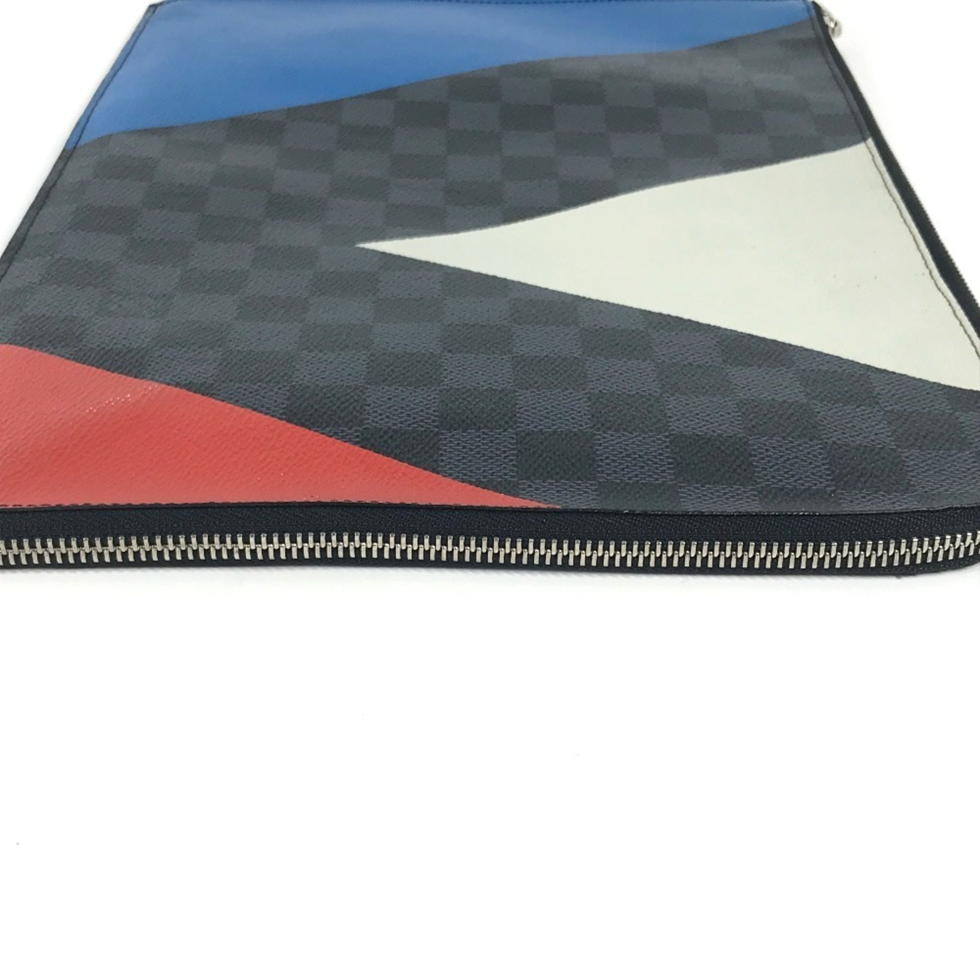 Louis Vuitton Black Red Color White Damier Graphite Clutch Bag Pochette Pouch