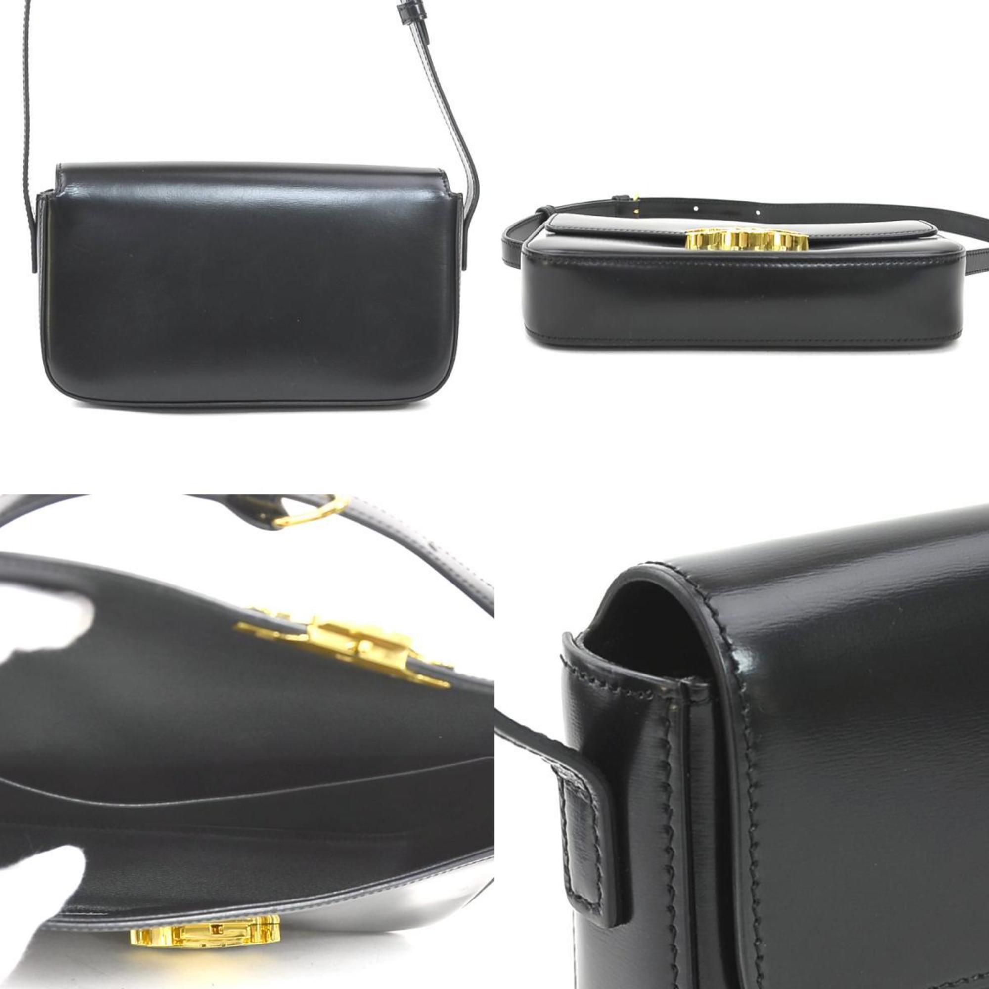 Celine Black Leather Shoulder Bag