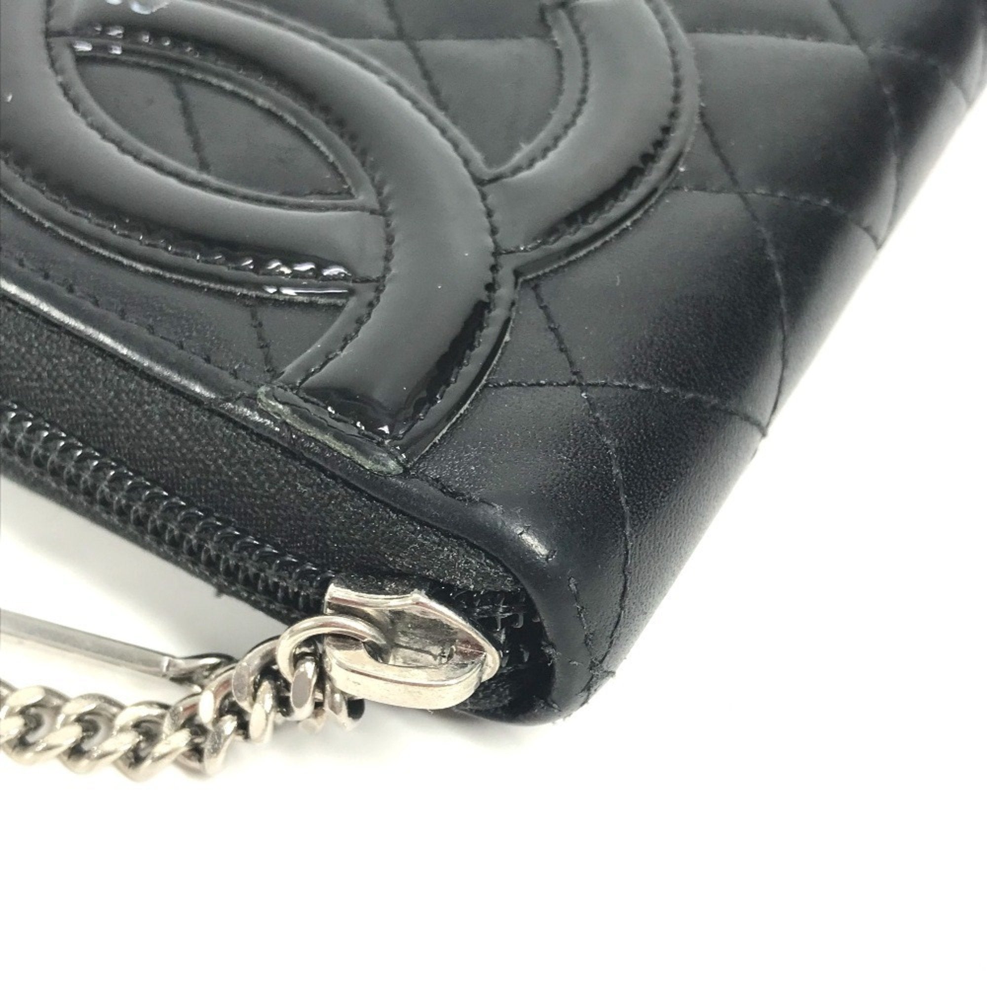 Chanel Cambon Black Leather Long Wallet (Bi-Fold)