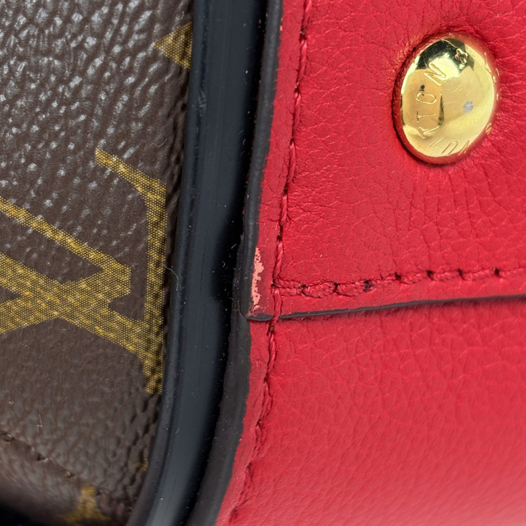 Louis Vuitton Cerise Red Brown Monogram Handbag Tote Bag