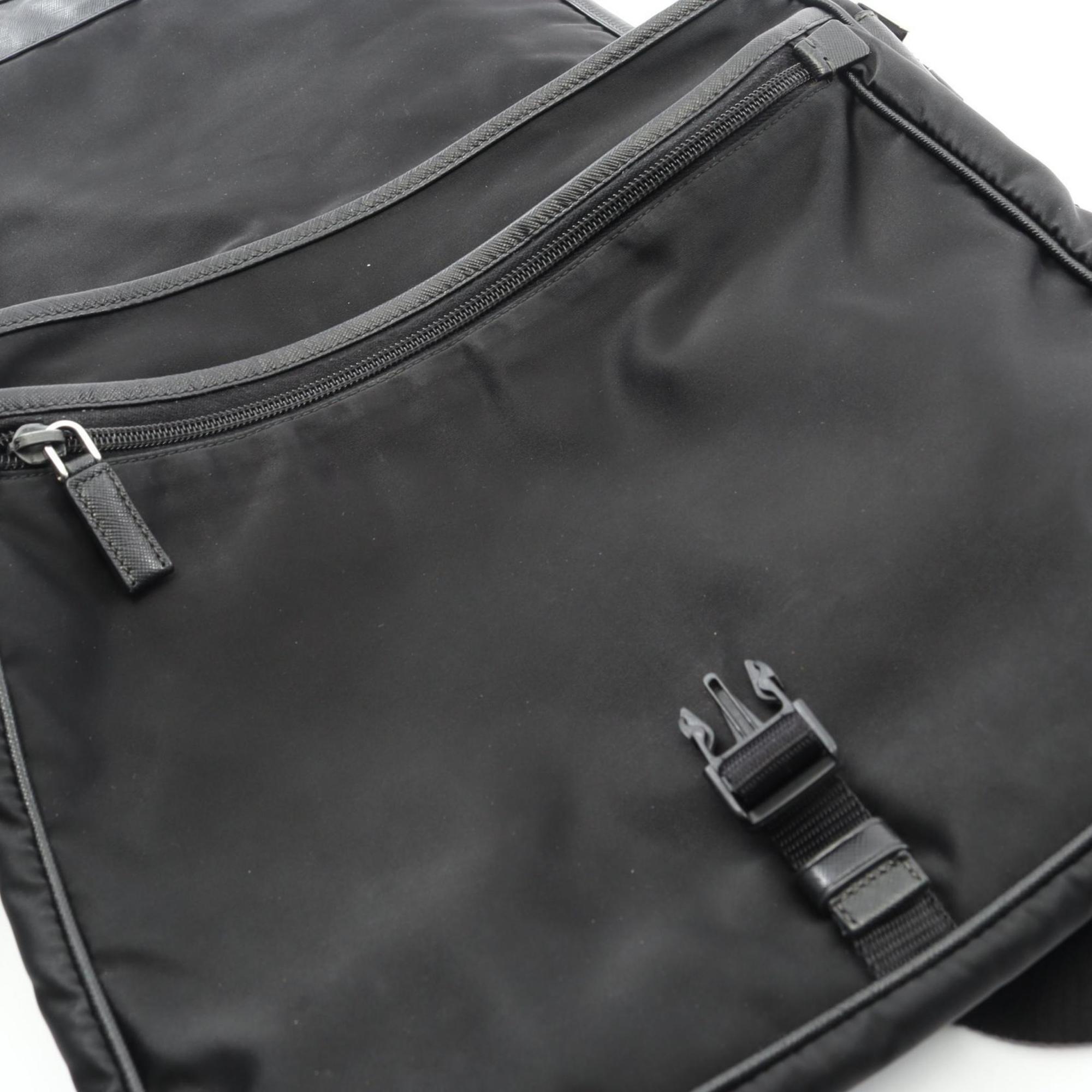 Prada Black Nylon Saffiano Triangle Shoulder Bag