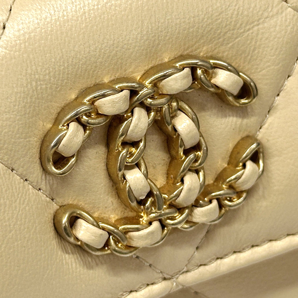 Chanel Beige Gold Leather Wallet (Bi-Fold)