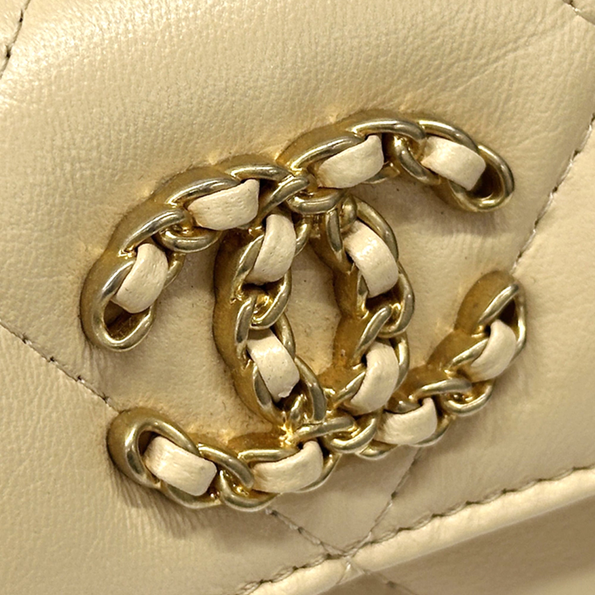 Chanel Beige Gold Leather Wallet (Bi-Fold)