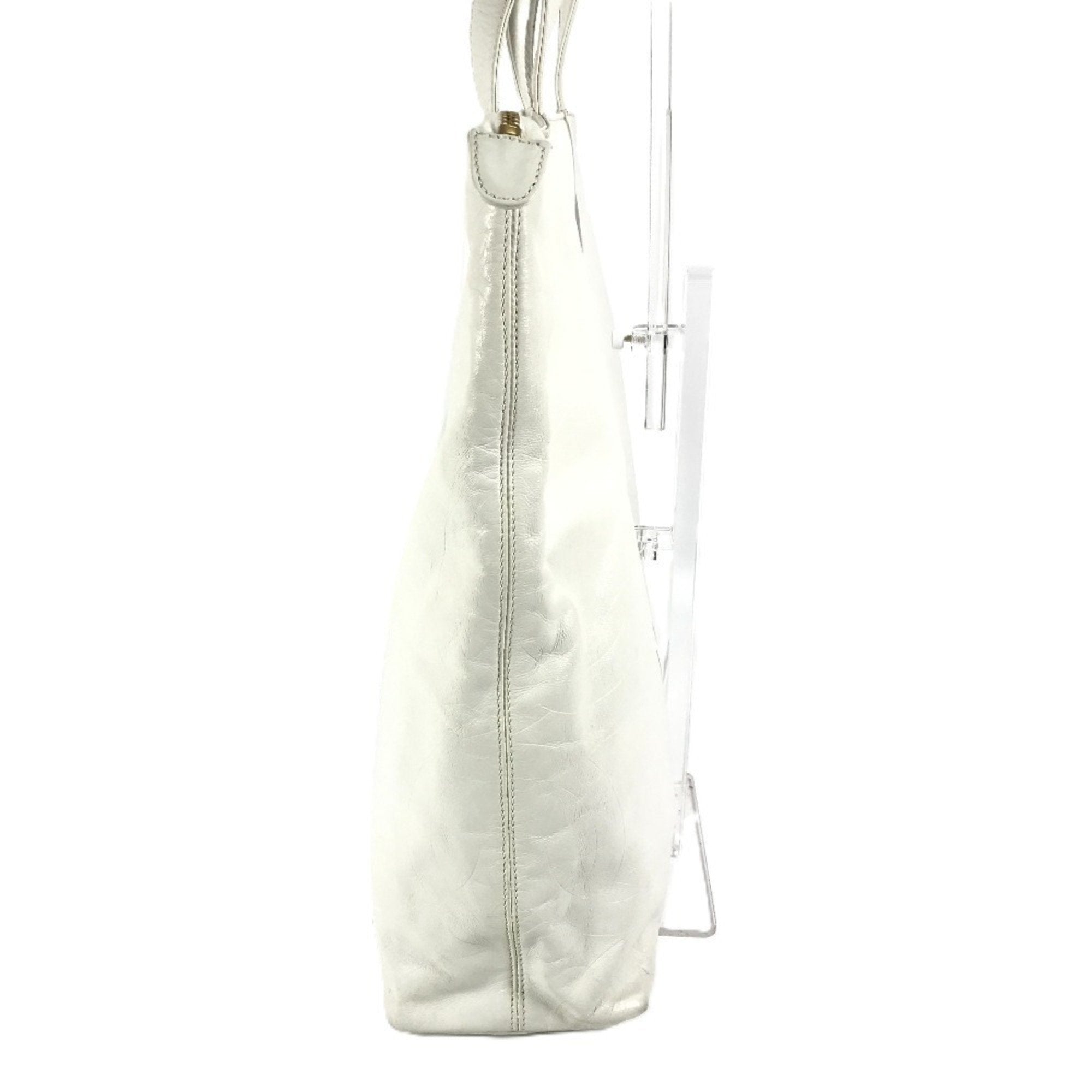 Chanel White Leather Shoulder Bag Tote Bag