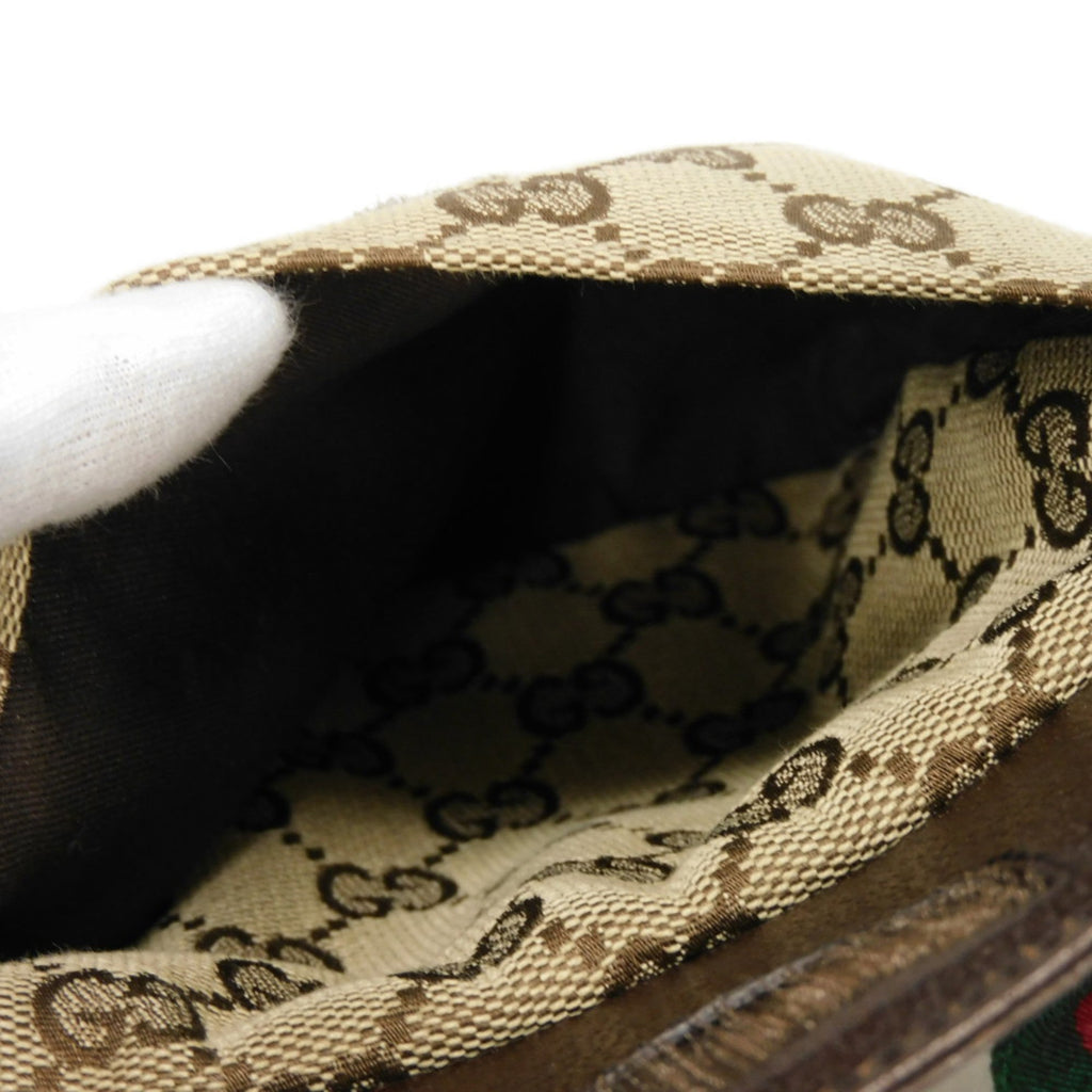 Gucci Beige Gg Canvas Leather Fanny Pack Shoulder Bag Sling Bag (Pre-Owned)