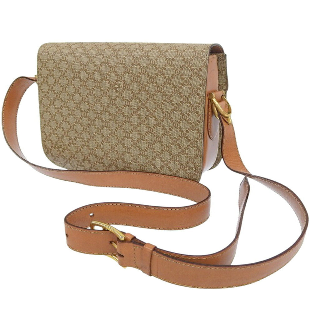 Celine Macadam Beige Coated Canvas Shoulder Bag