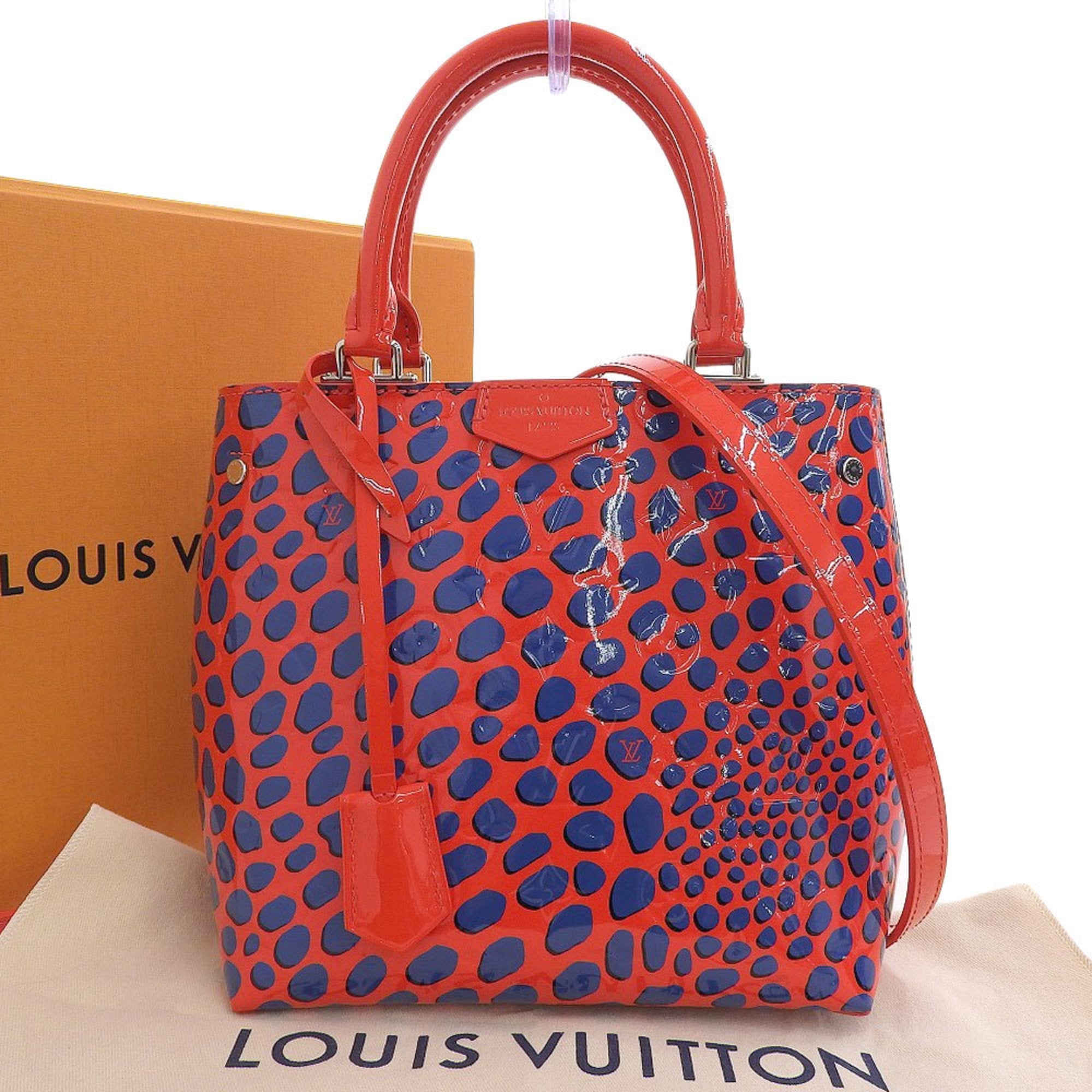 Louis Vuitton Blue Red Color Vernis Leather Tote Bag