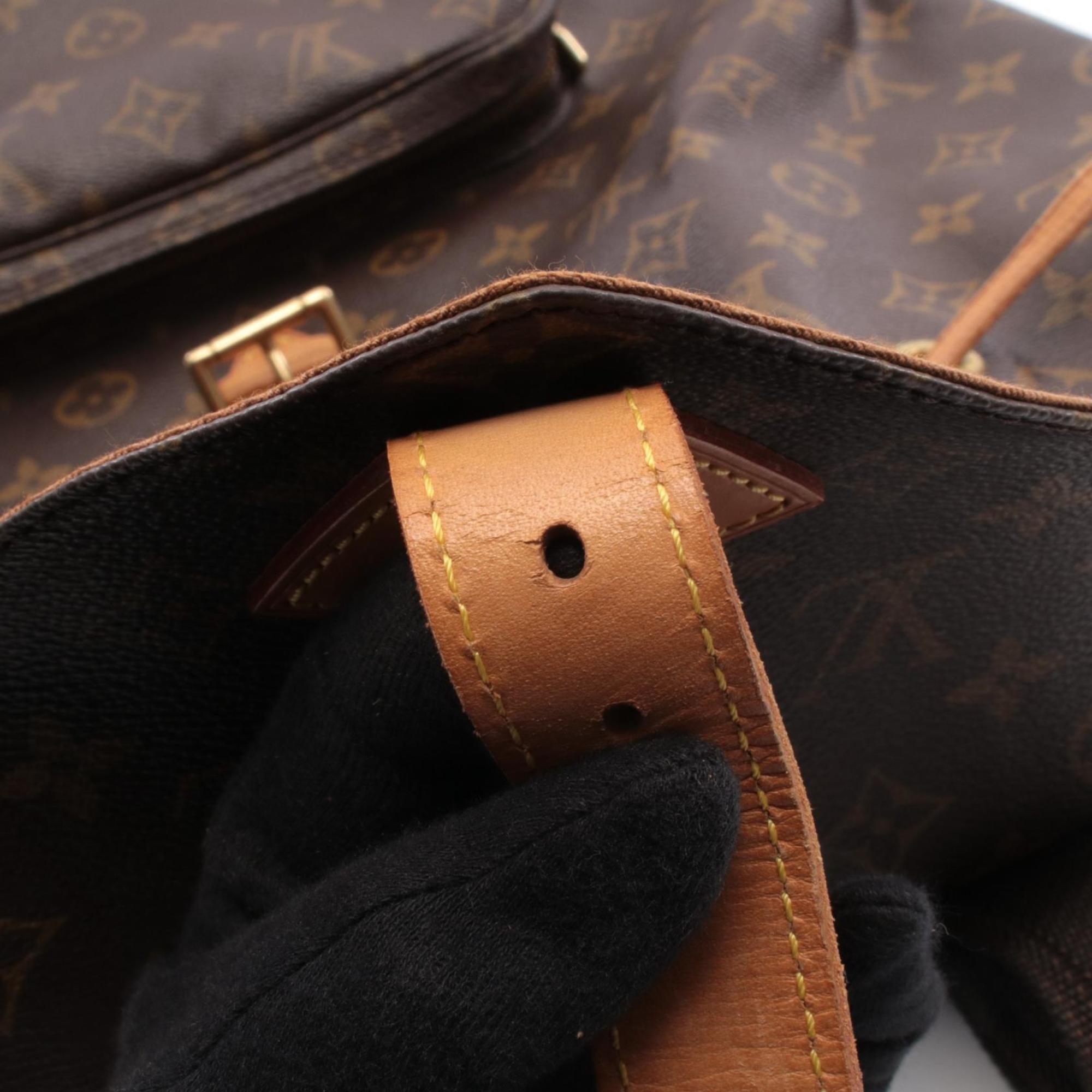 Louis Vuitton Brown Coated Canvas Leather Backpack Handbag