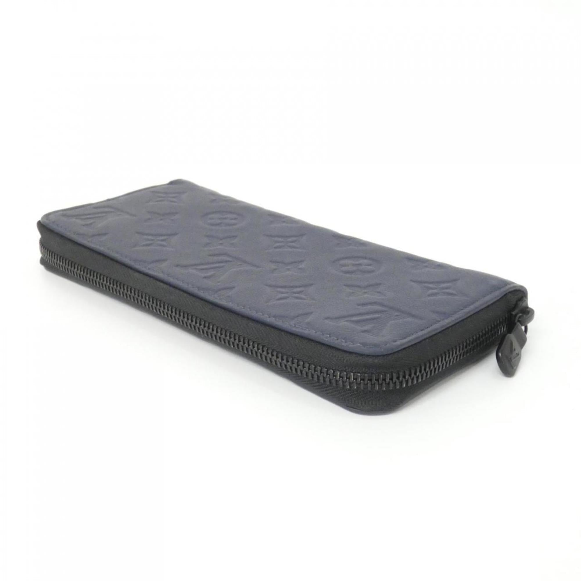 Louis Vuitton Monogram Shadow Navy Leather Long Wallet