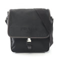 Prada Black Brown Nylon Leather Shoulder Bag