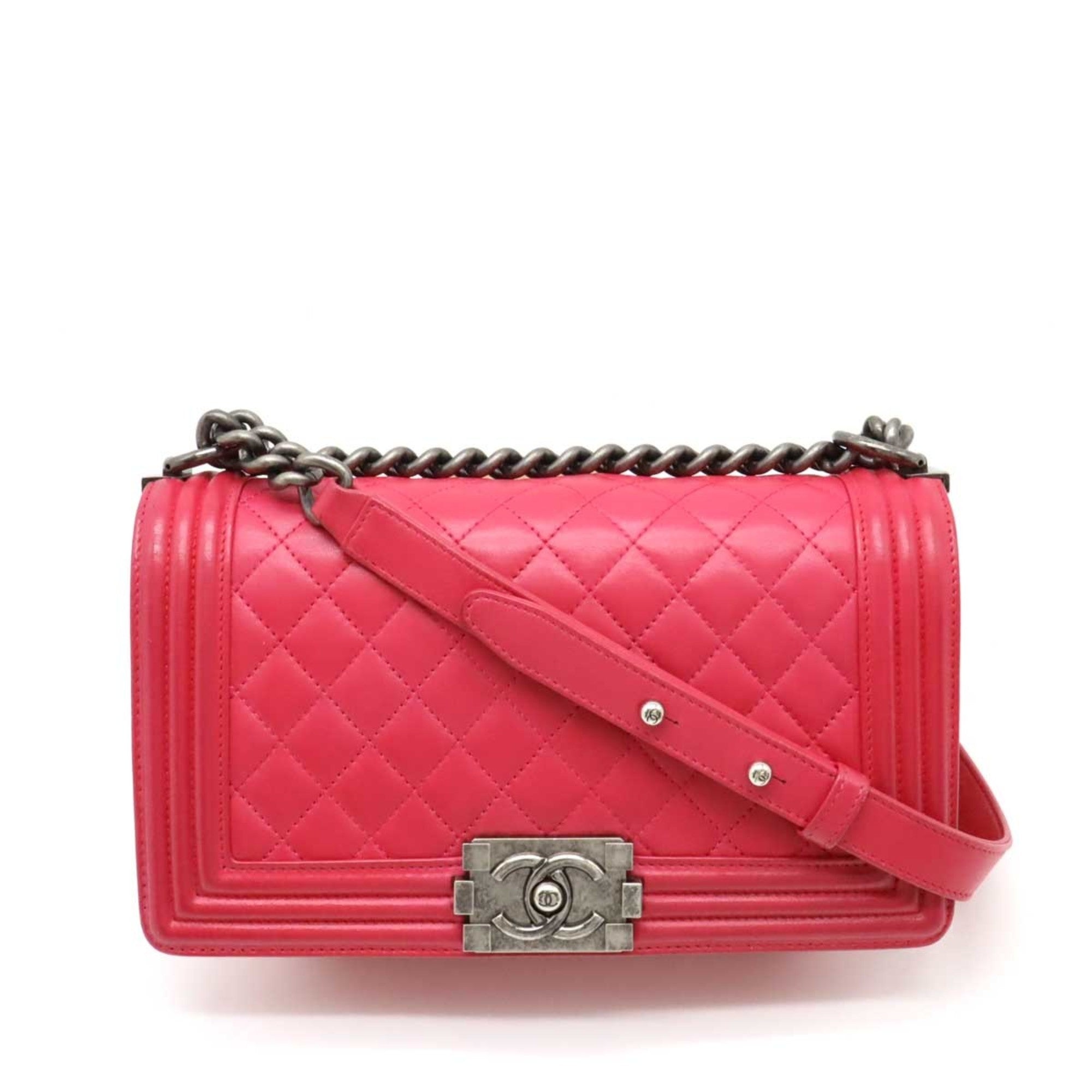 Chanel Pink Grained Calfskin Shoulder Bag