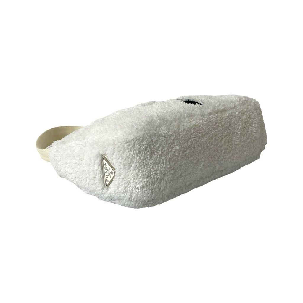Prada White Pile Fabric Handbag Pouch