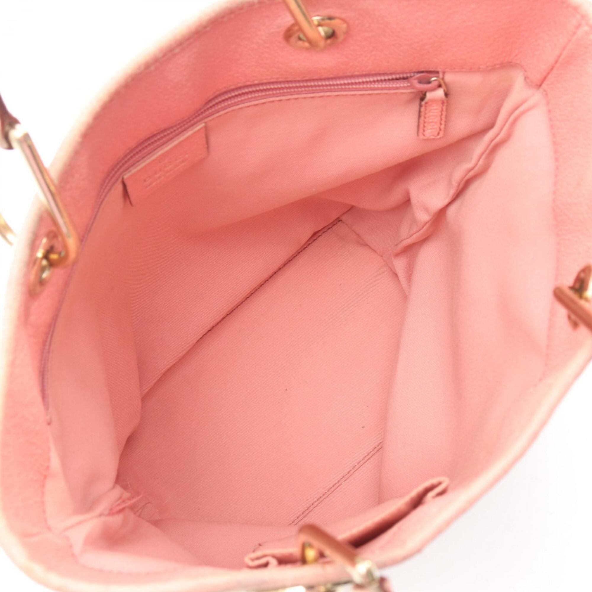 Gucci Beige Pink Canvas Leather Handbag Tote Bag (Pre-Owned)