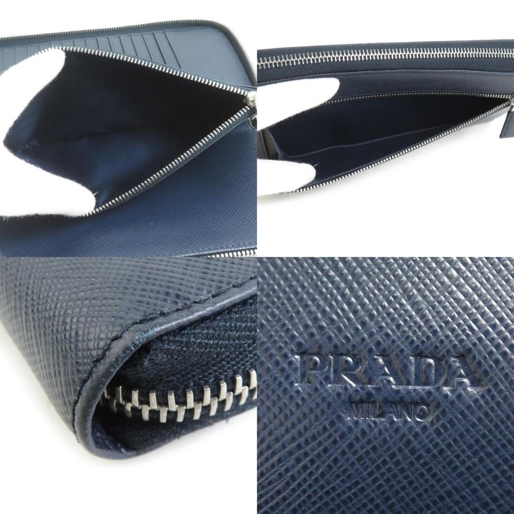 Prada Navy Leather Long Wallet (Bi-Fold)