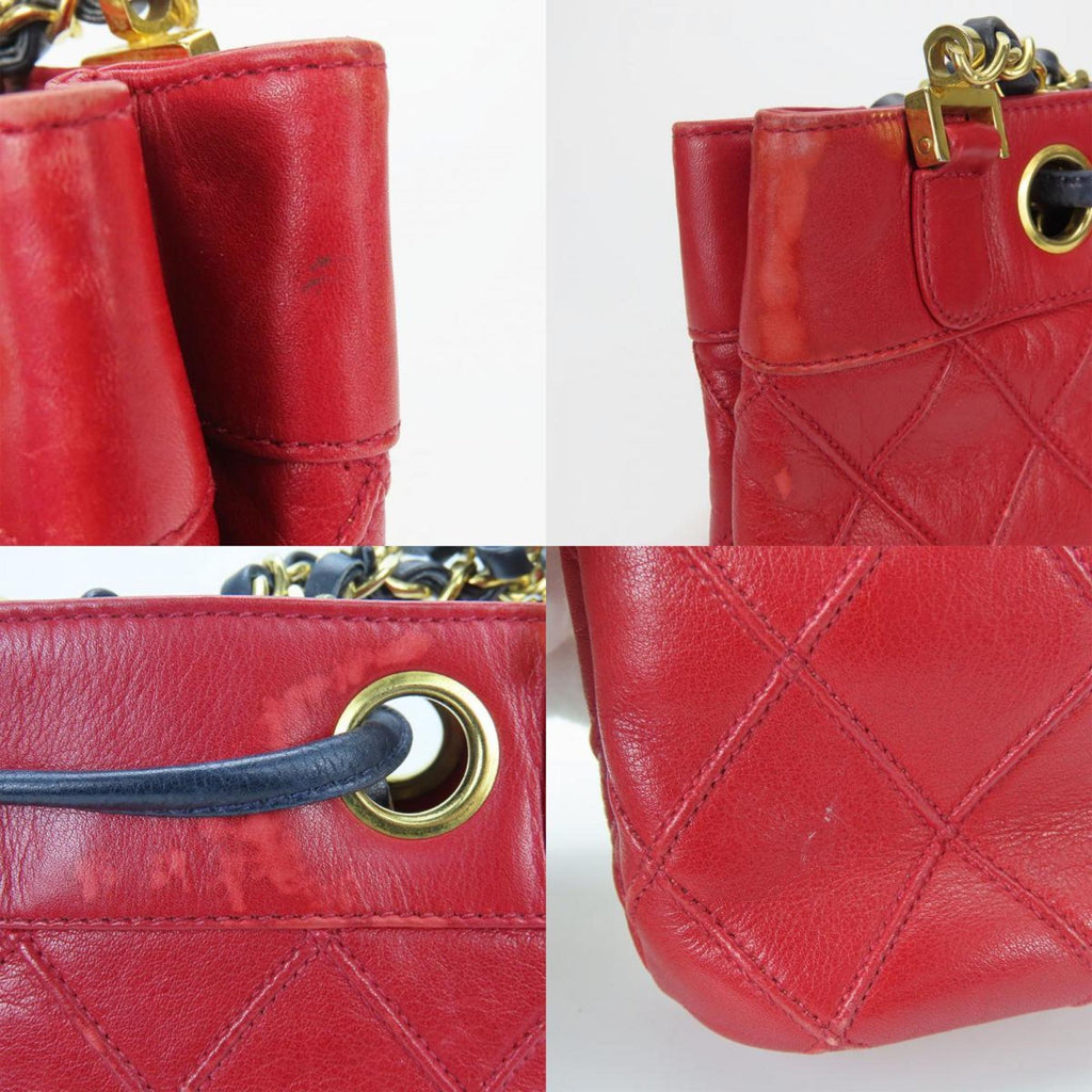 Chanel Bicolor Red Color Leather Shoulder Bag