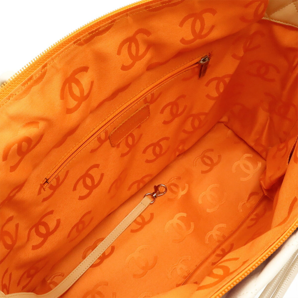 Chanel Beige Yellow Leather Shoulder Bag Tote Bag