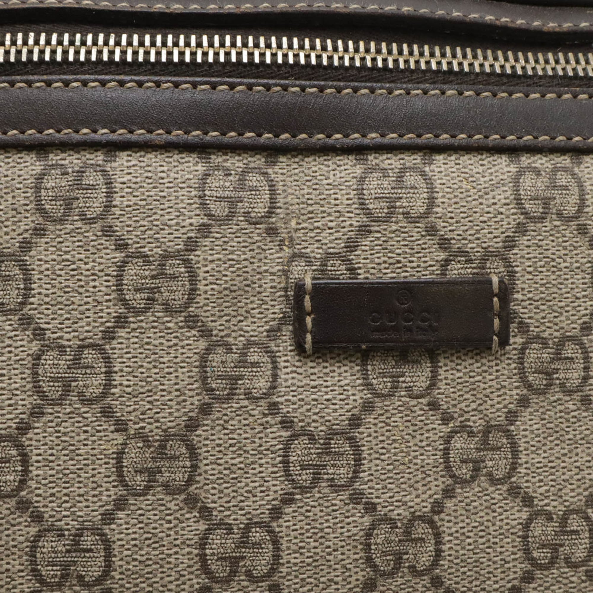 Gucci Gg Plus Beige Dark Brown Gg Supreme Leather Sling Bag (Pre-Owned)