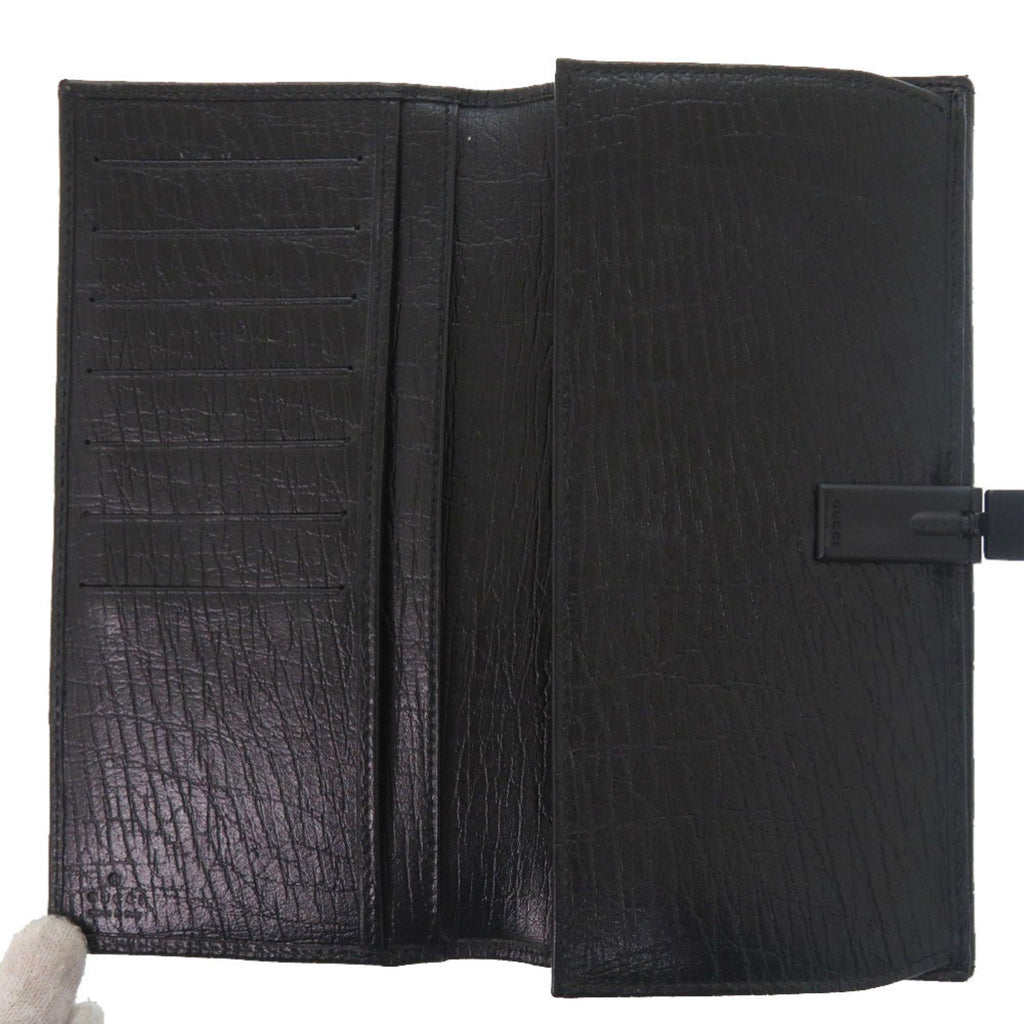 Gucci Black Brown Leather Long Wallet (Bi-Fold) (Pre-Owned)