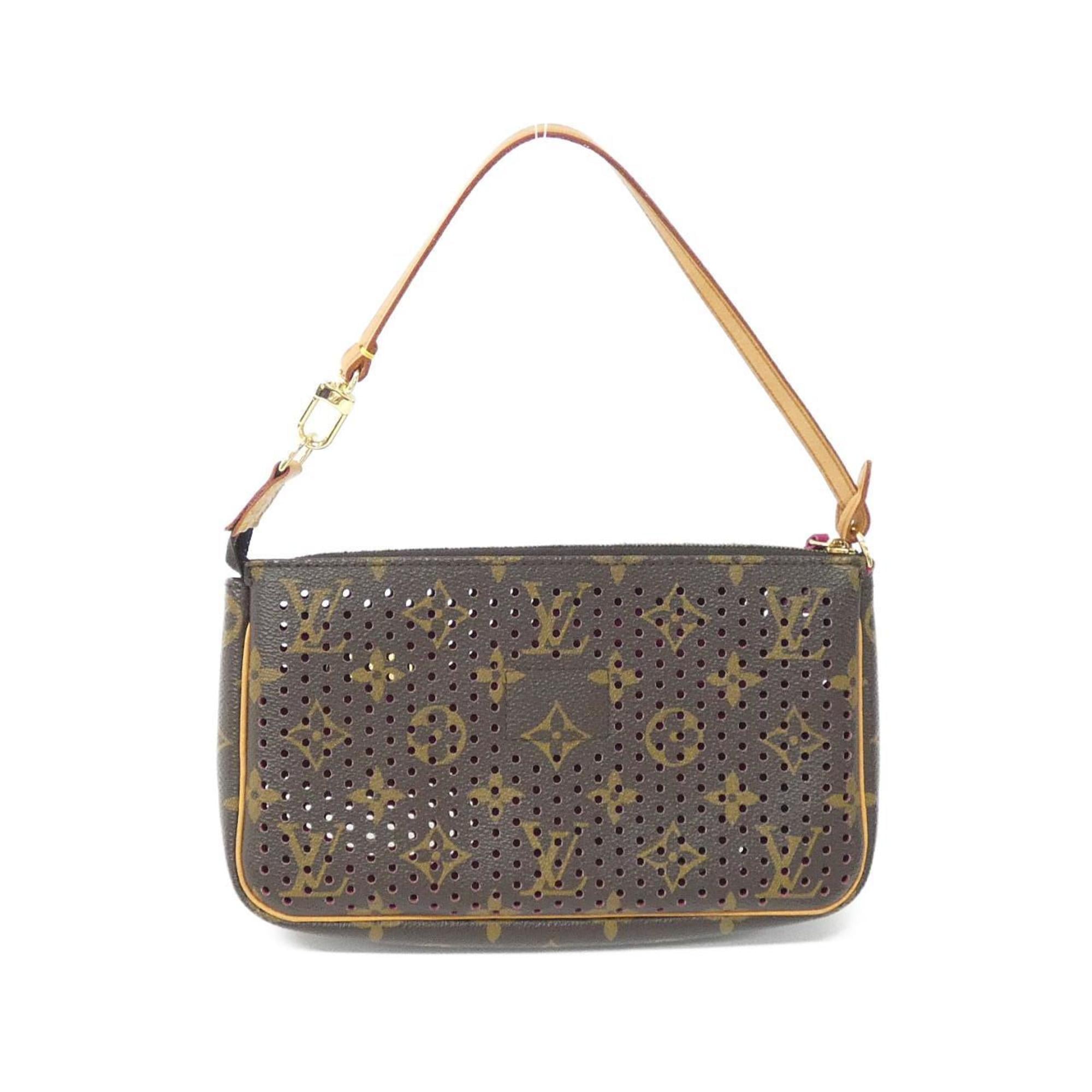 Louis Vuitton Monogram Perfo Fuchsia Marron Coated Canvas Pochette Pouch
