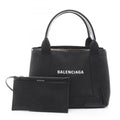 Balenciaga Black Canvas Leather Handbag Tote