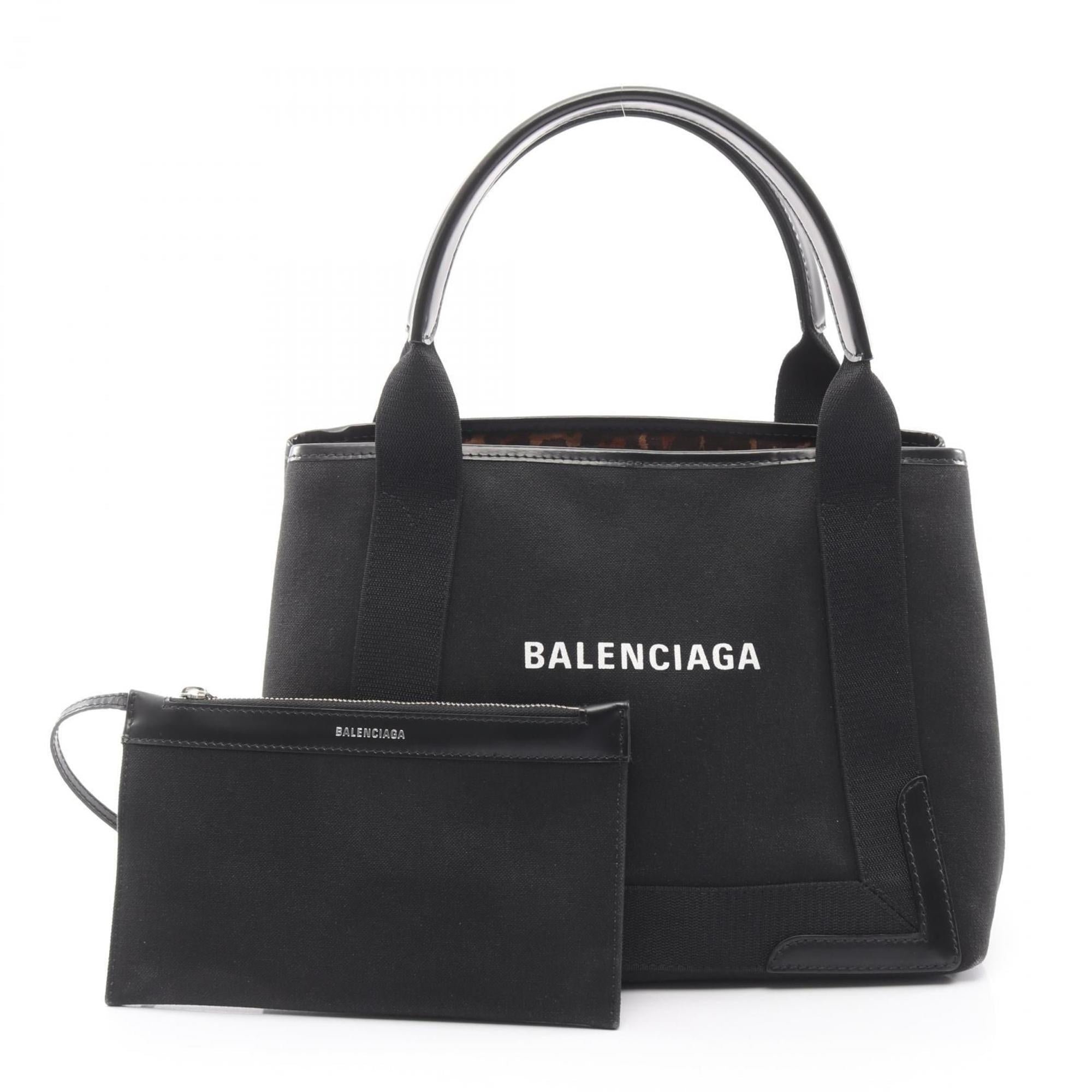 Balenciaga Black Canvas Leather Handbag Tote