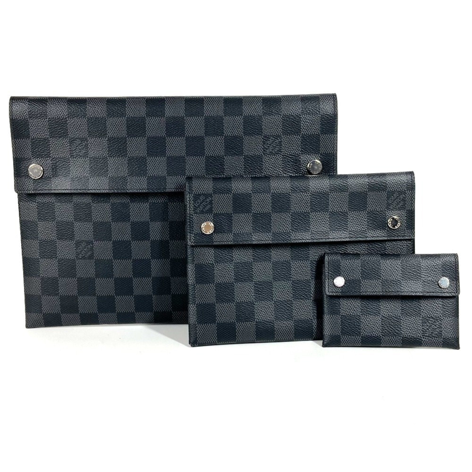 Louis Vuitton Black Blue Damier Graphite Clutch Bag Pouch