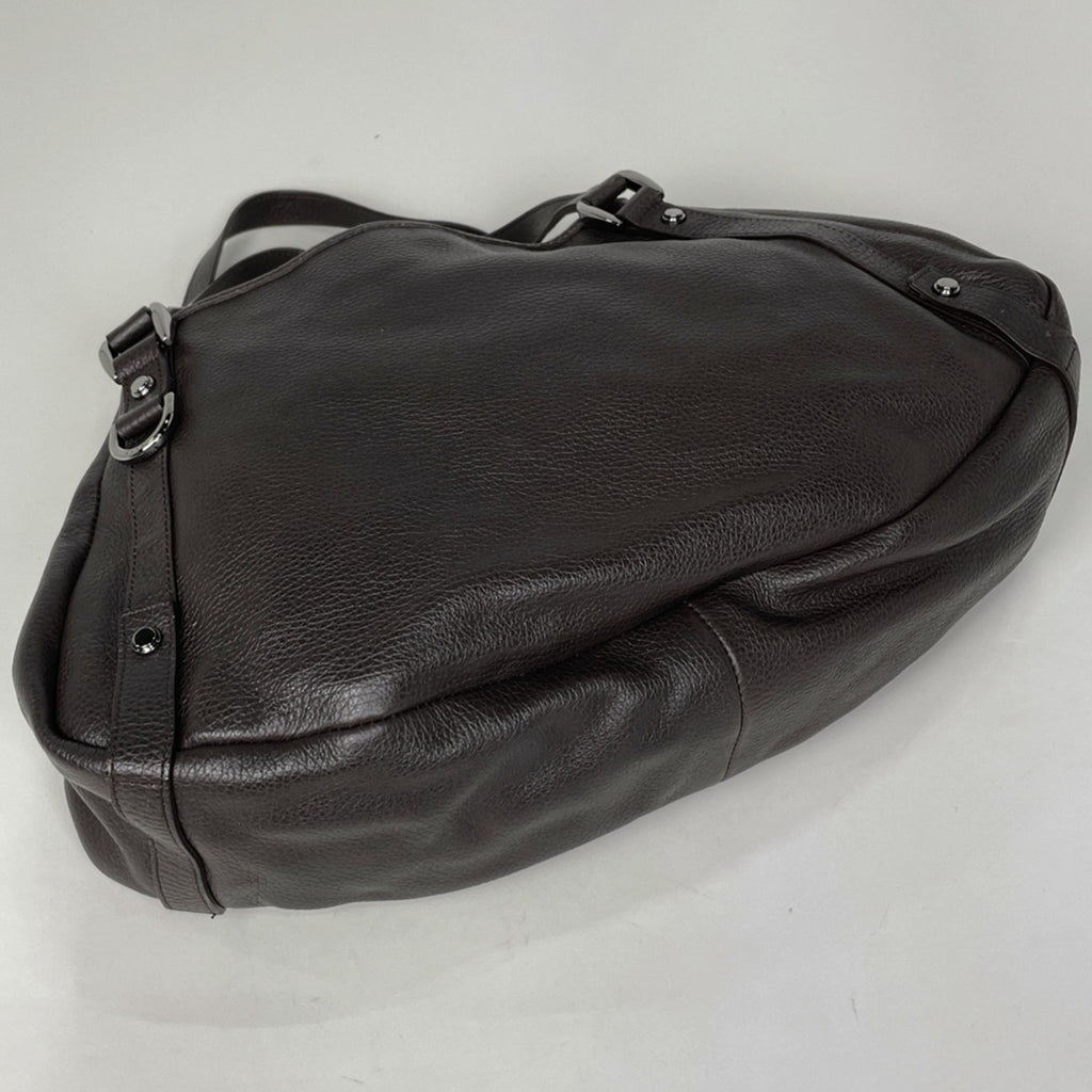 Gucci Dark Brown Leather Handbag Tote Bag (Pre-Owned)