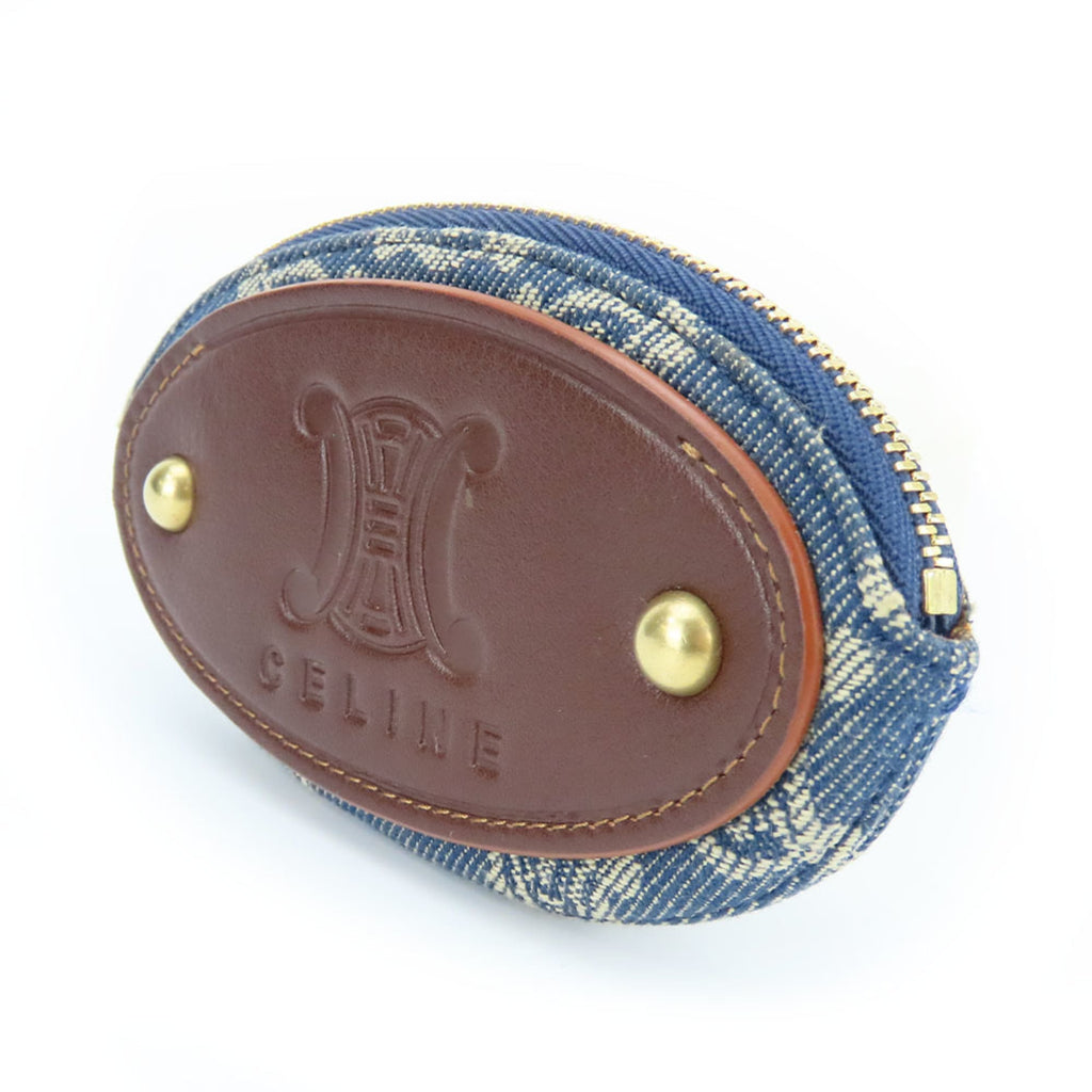 Celine Blue Brown Denim Leather Coin Purse/Coin Case