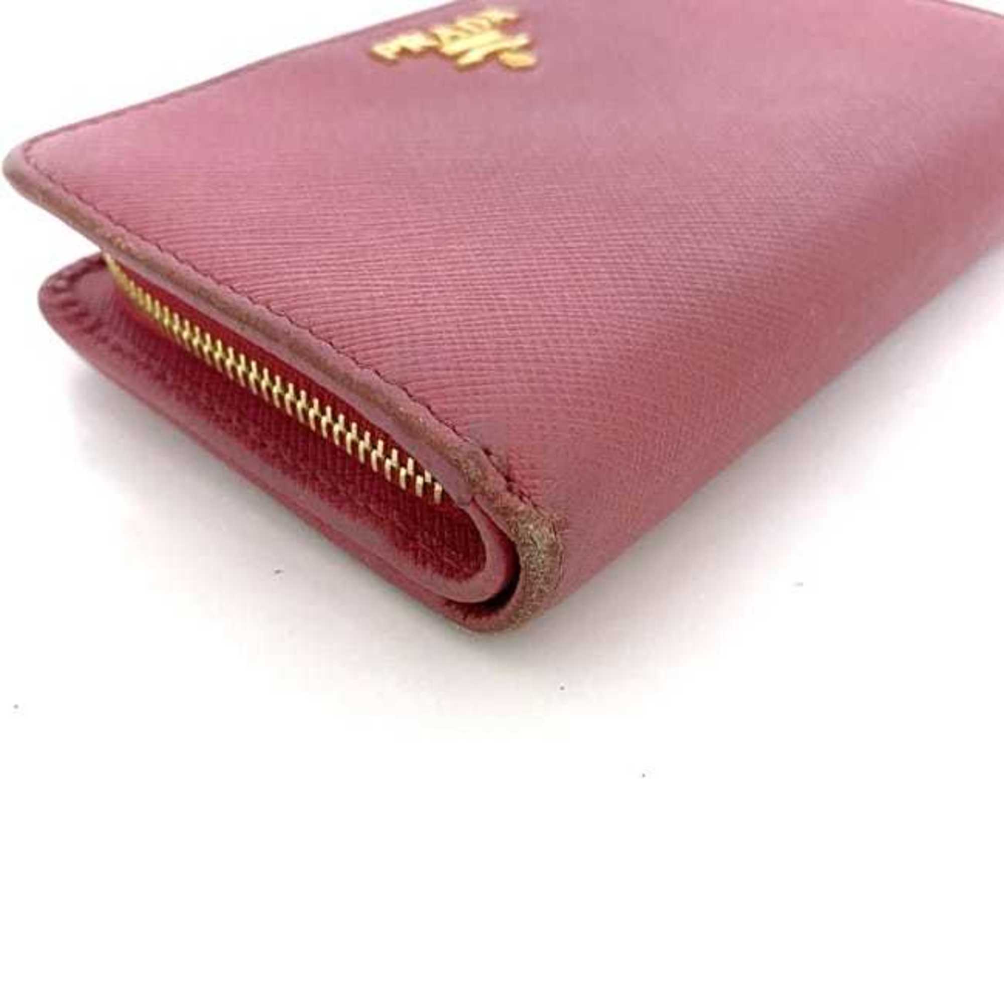 Prada Pink Saffiano Metal Wallet (Bi-Fold)