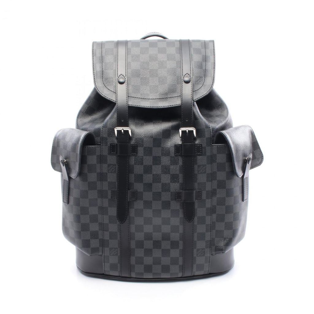 Louis Vuitton Black Coated Canvas Leather Backpack