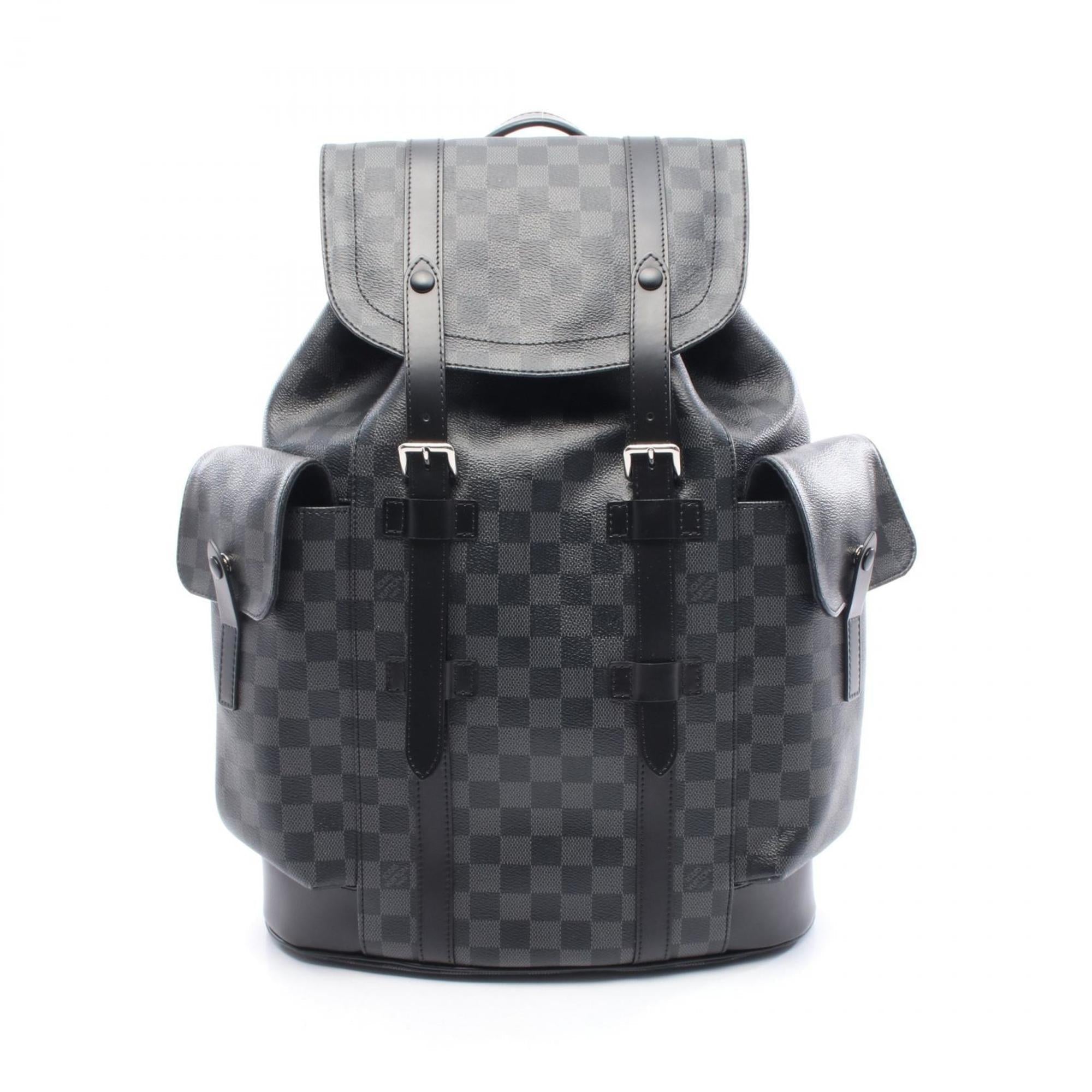 Louis Vuitton Black Coated Canvas Leather Backpack