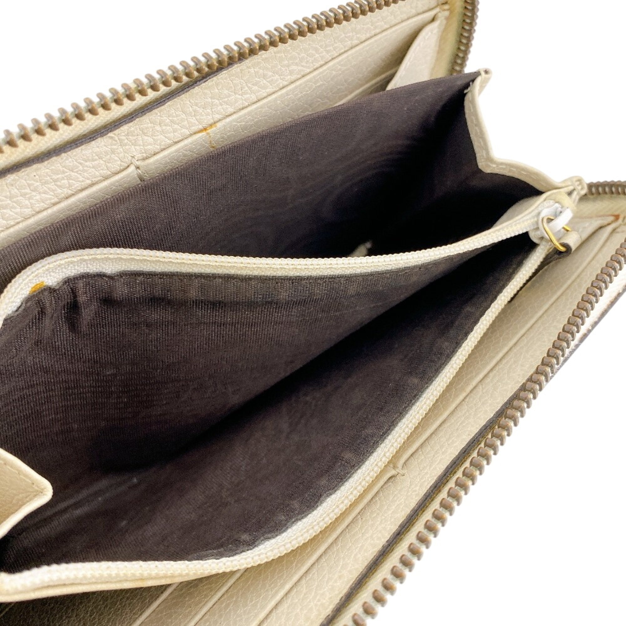 Gucci White Leather Long Wallet (Bi-Fold) (Pre-Owned)