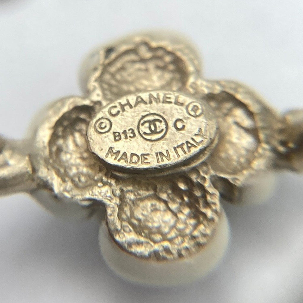 Chanel Gold White Metal Band Ring